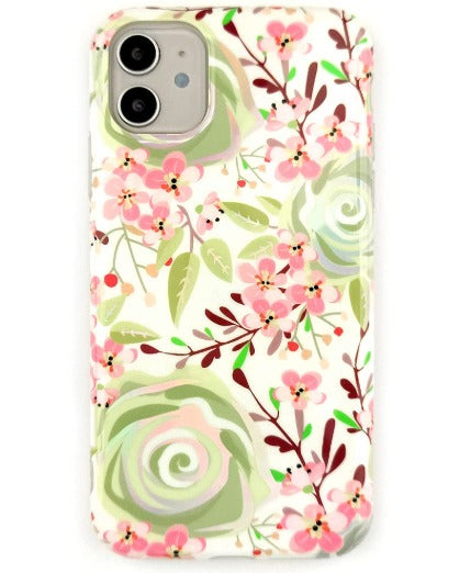 Pastel Pink Floral Whirl iPhone Case