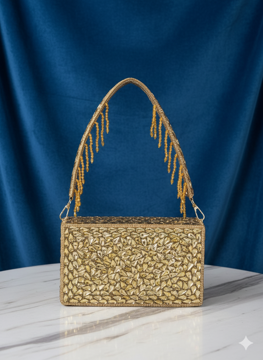 Glittery Golden Mirrored Handbag