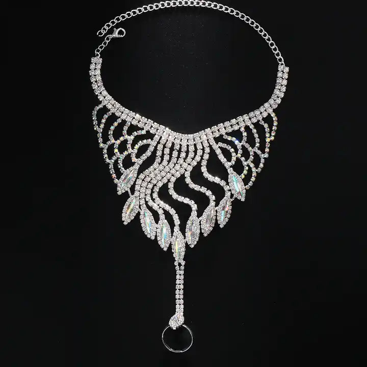 Hollow Crystal Bangle Hand Chain  Bracelet