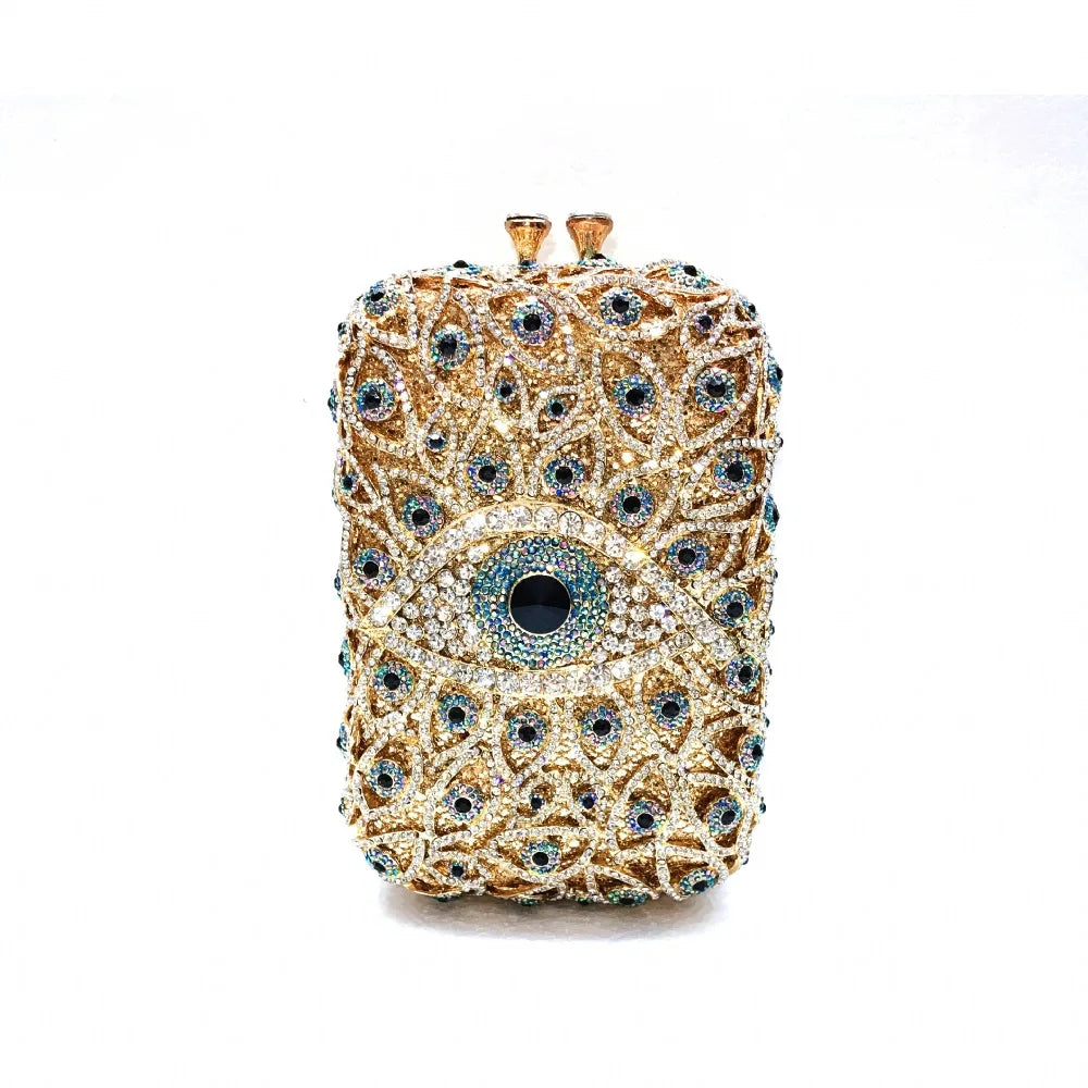 Luxury Crystal Evil Eye Clutch