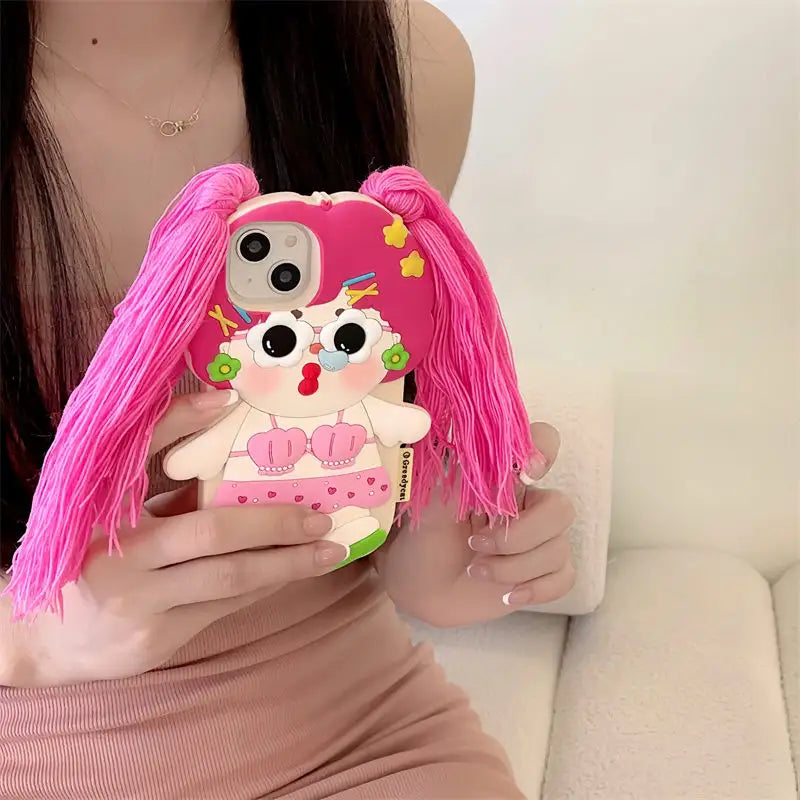 Pink Braid Doll iPhone Silicon Case