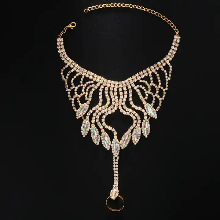 Hollow Crystal Bangle Hand Chain  Bracelet