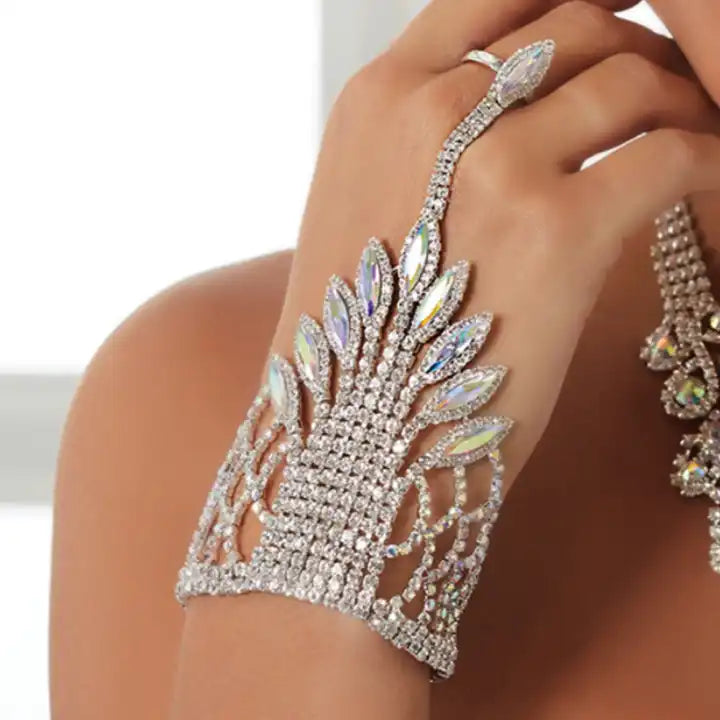 Hollow Crystal Bangle Hand Chain  Bracelet