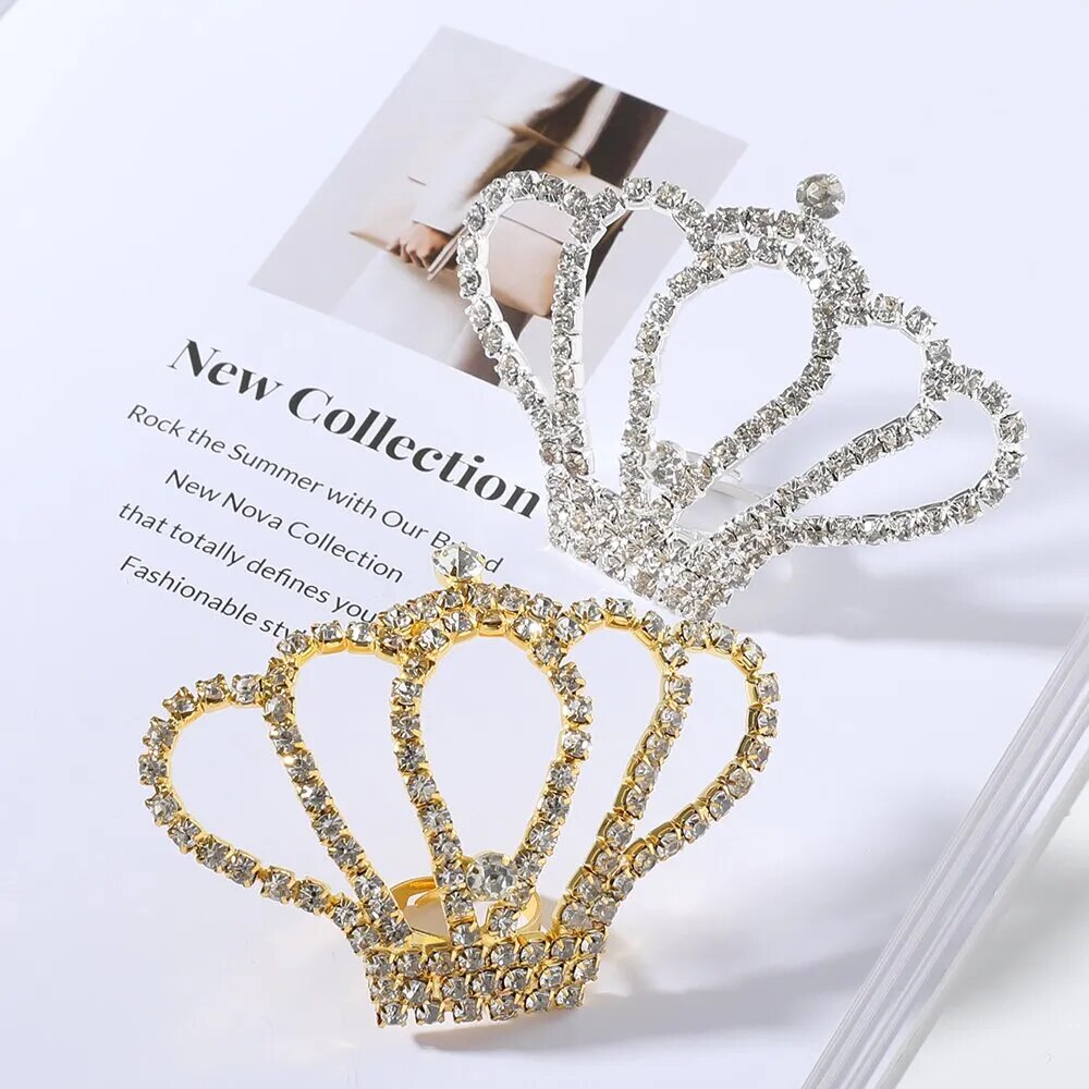 Rhinestone Big Royal Crown Adjustable Ring