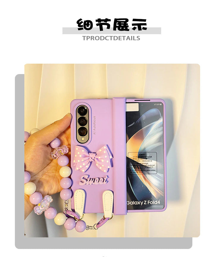 Lavender Bow Chain fold Case