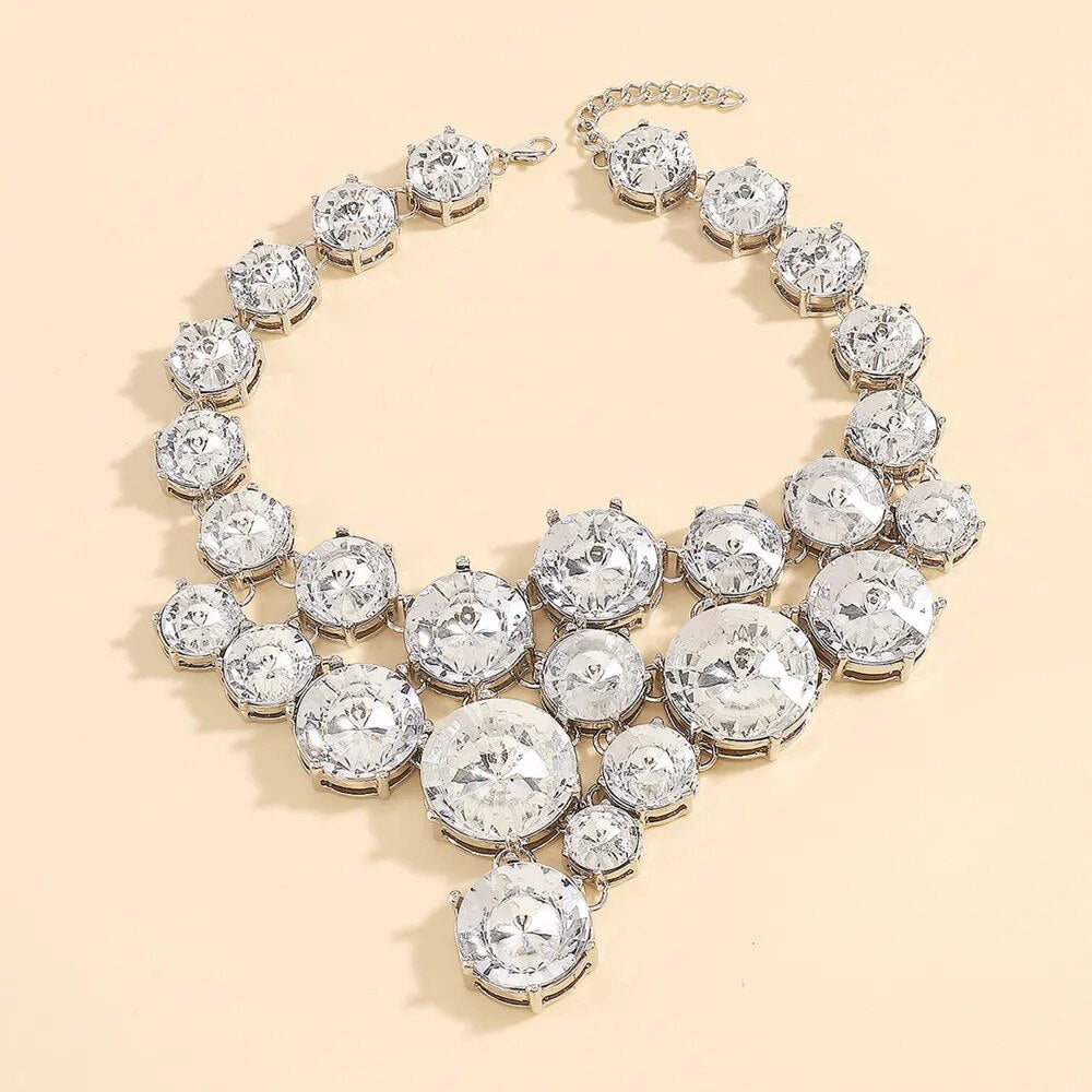 Exaggerated Rhinestone Large Round Stone Choker