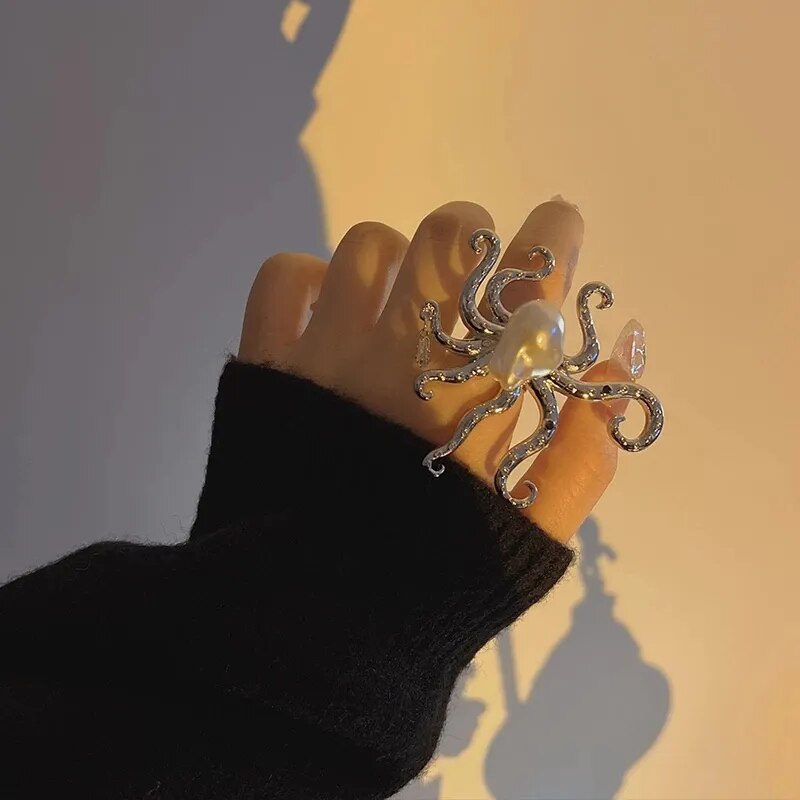 Luxury Baroque Pearl Octopus Ring