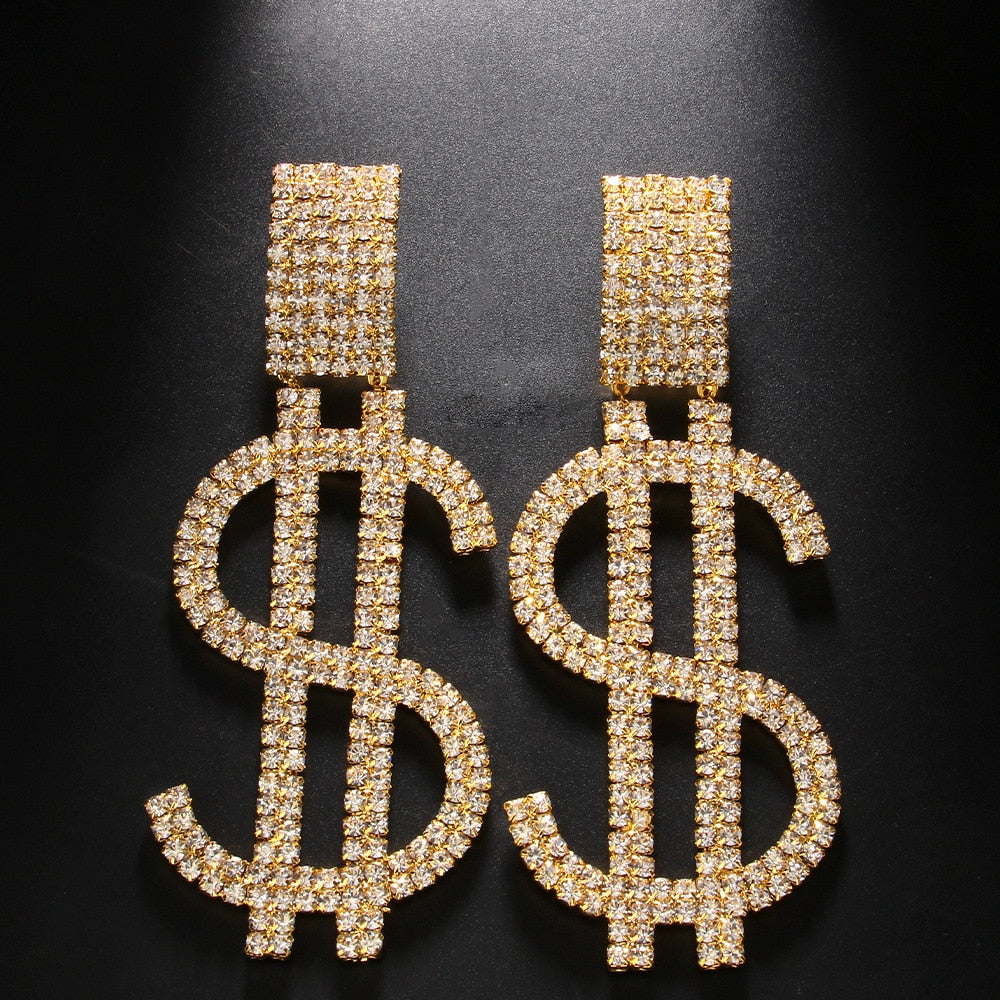 Rhinestone Super Dollar Statement Earrings