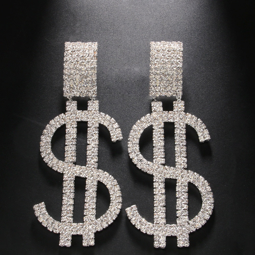 Rhinestone Super Dollar Statement Earrings
