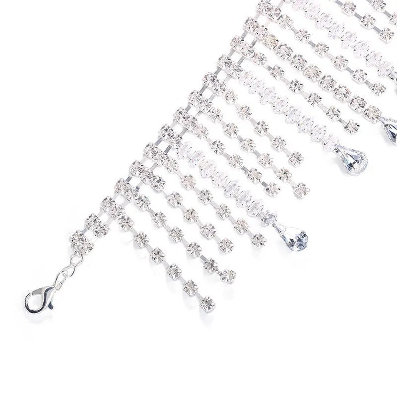Bohomian Rhinestone Tassel Anklet for Women