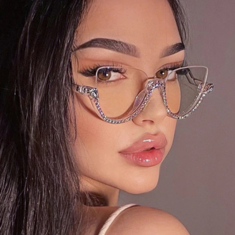 Diamond cat eye glasses on sale