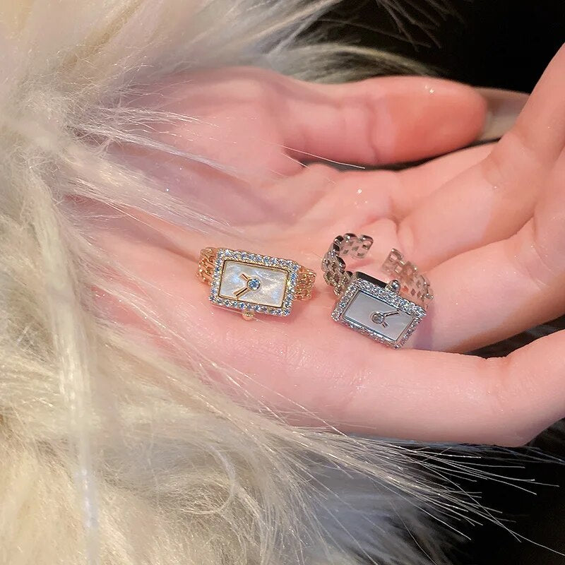 Sqaure Shell Stone Watch Rings