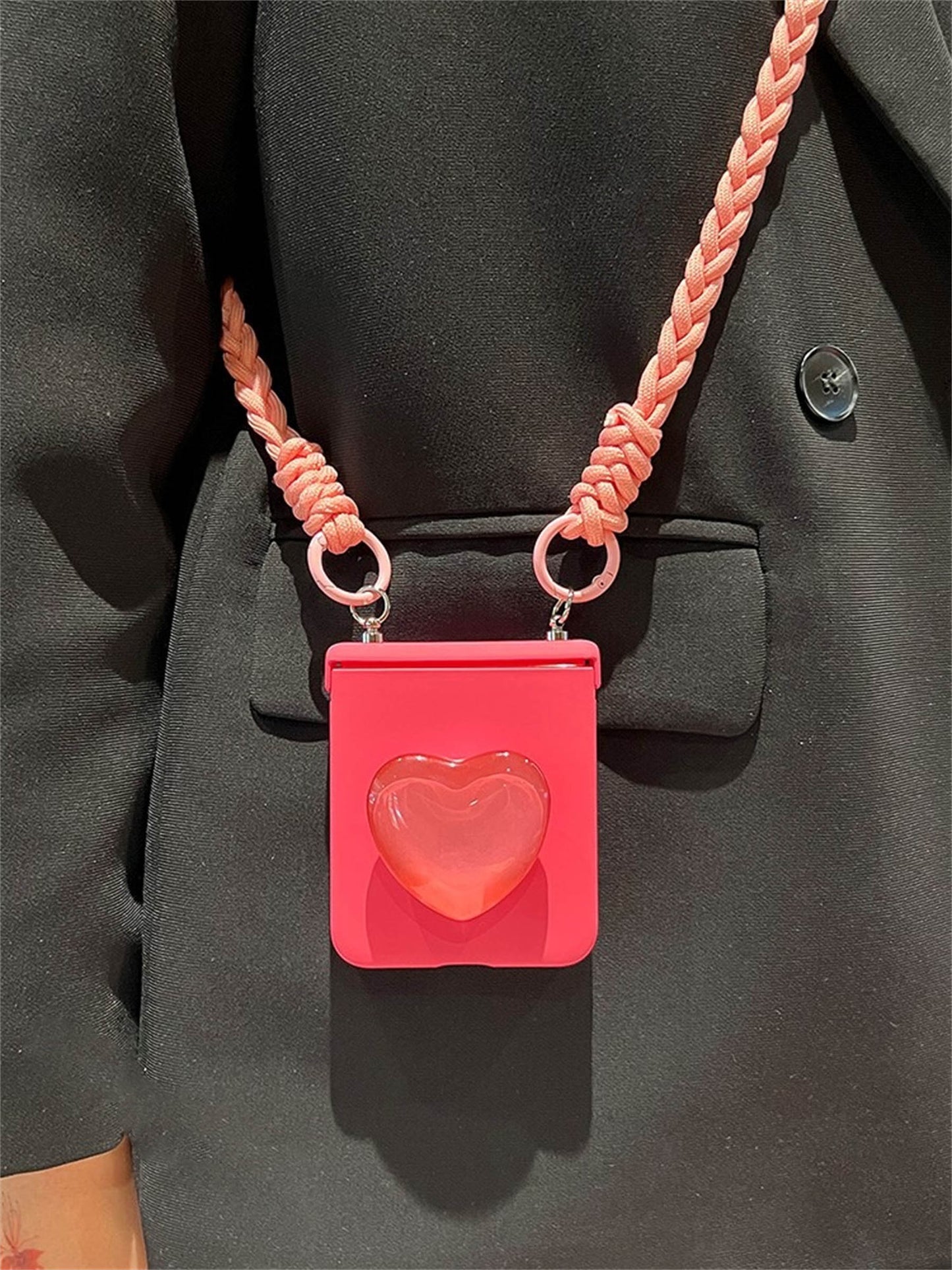 Premium Crystal Heart Z Flip 5 Case