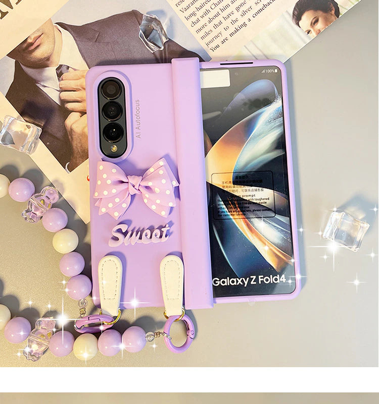 Lavender Bow Chain fold Case