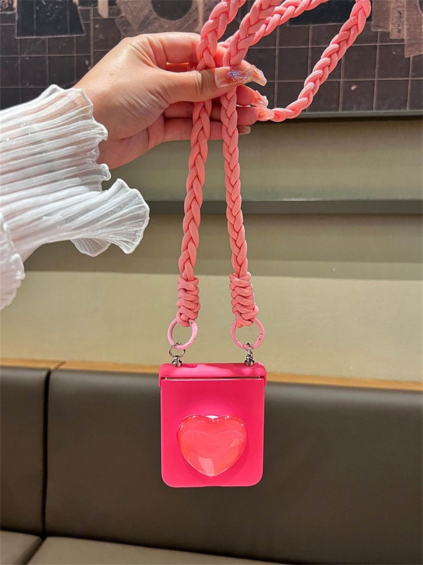 Premium Crystal Heart Z Flip 5 Case