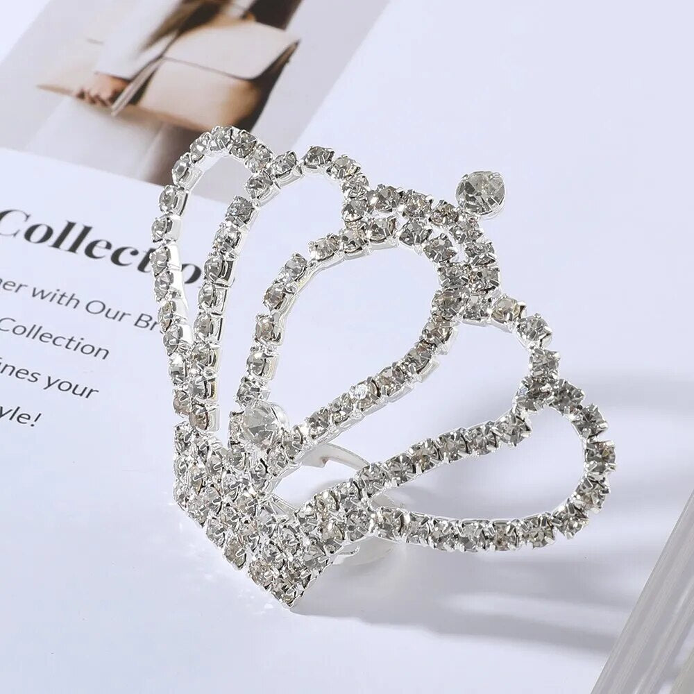 Rhinestone Big Royal Crown Adjustable Ring