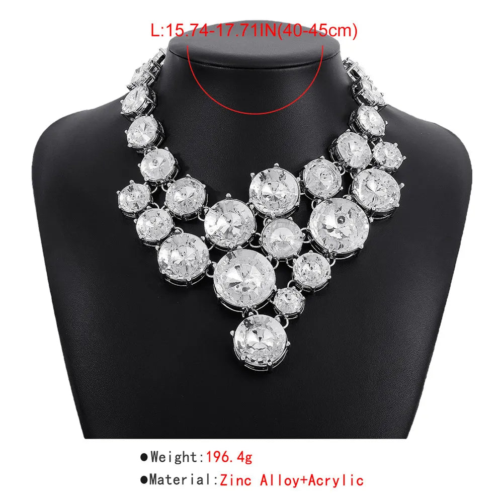 Exaggerated Rhinestone Large Round Stone Choker
