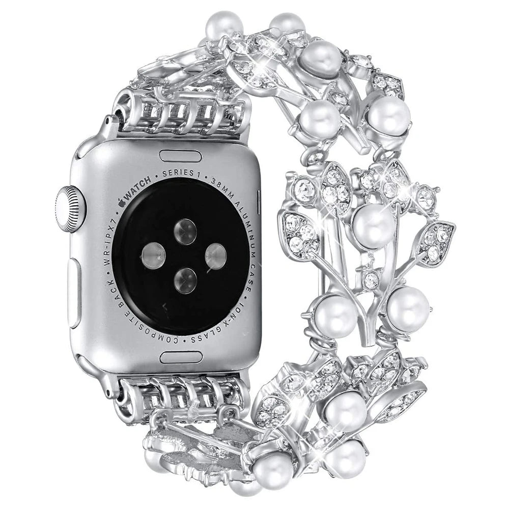 Pearl with Diamond iWatch Strap
