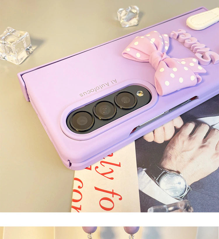 Lavender Bow Chain fold Case