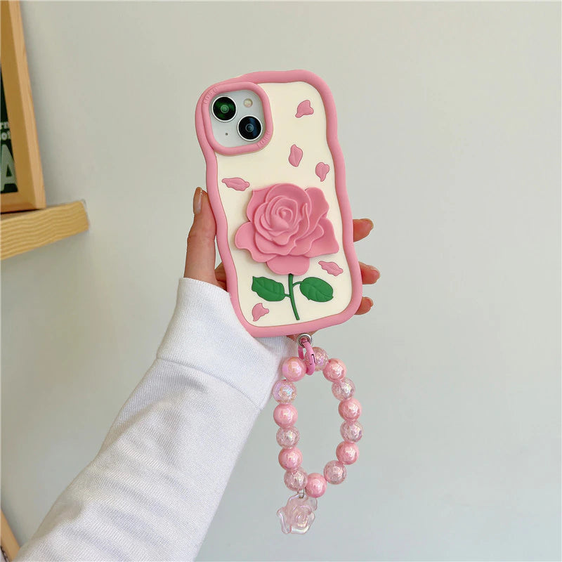Pink Flower iPhone Silicon Case