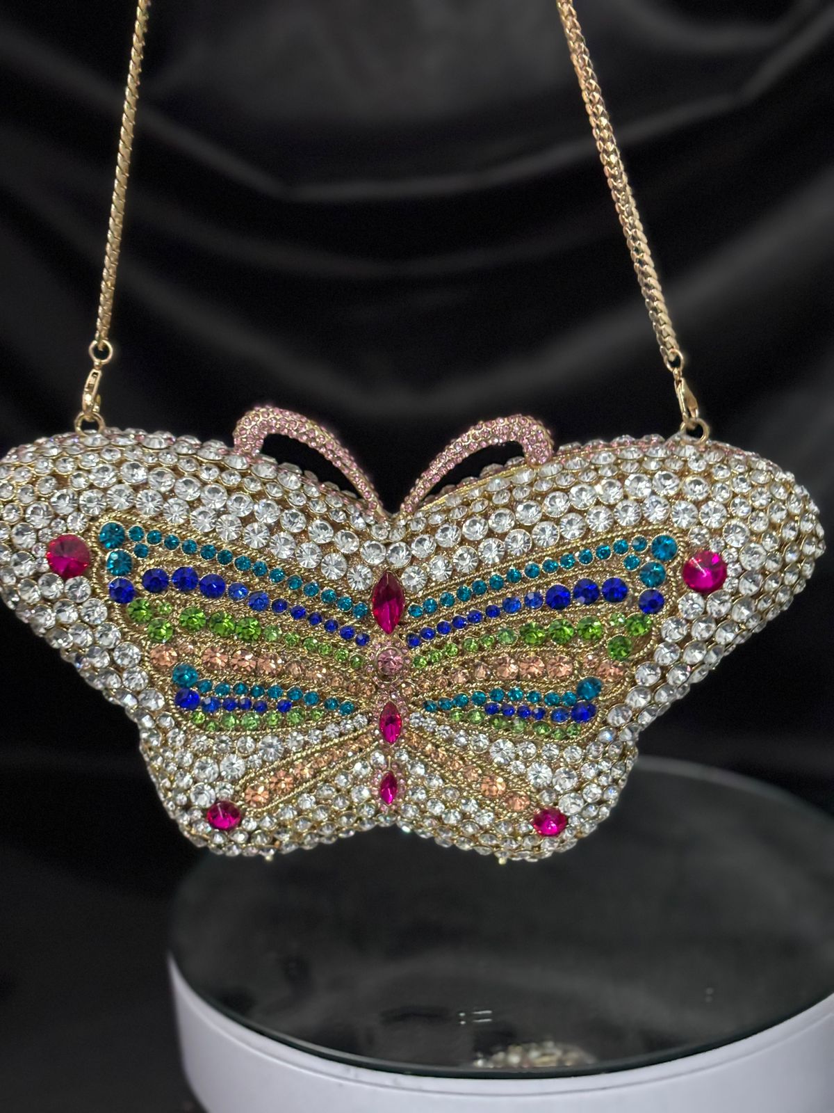 Glittery Pink Silver butterfly