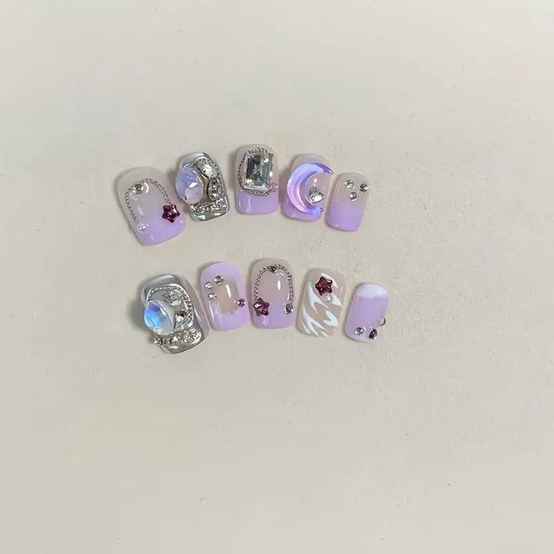 Amethyst Glow Stick-On Nails