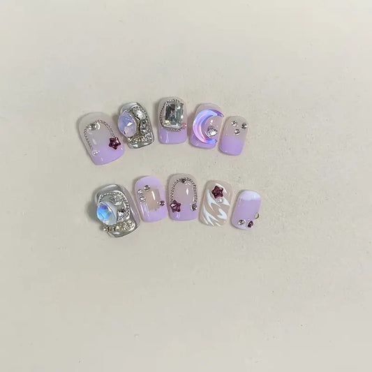 Amethyst Glow Stick-On Nails