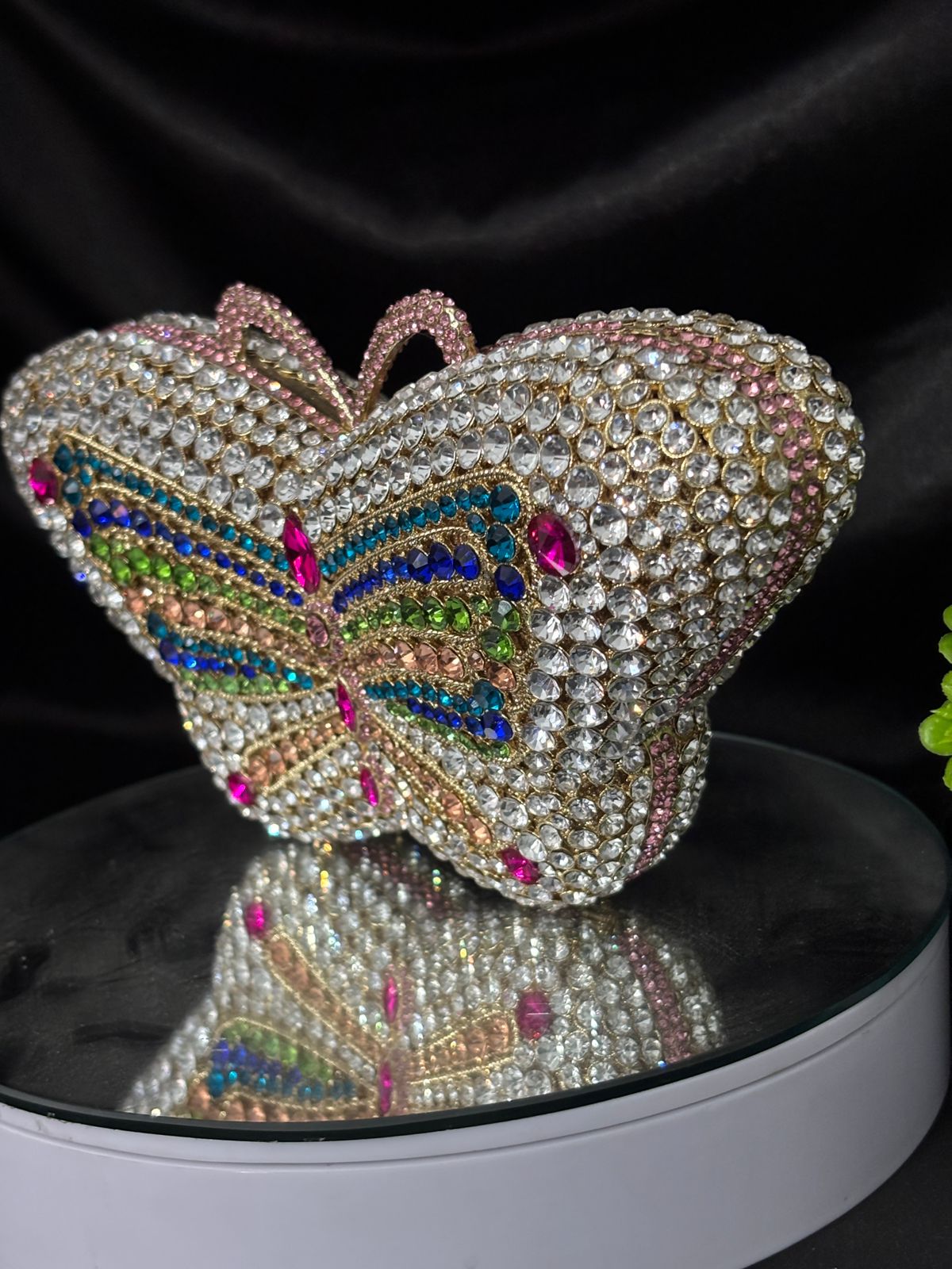 Glittery Pink Silver butterfly