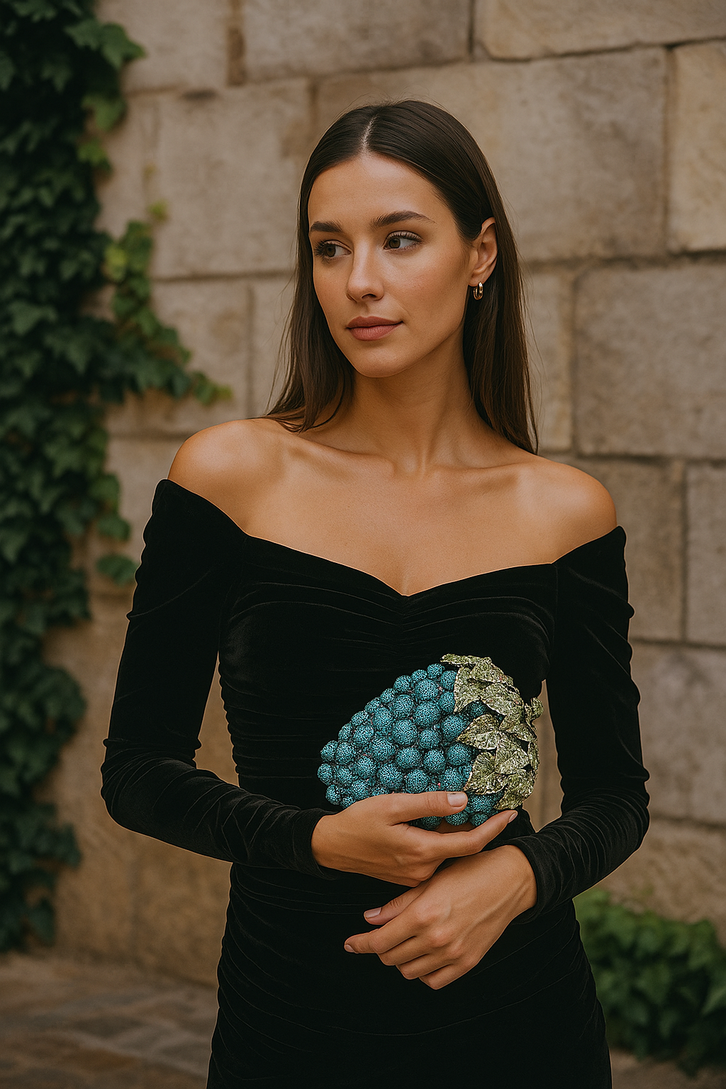 Emily Blue Grapes Evening Clutch