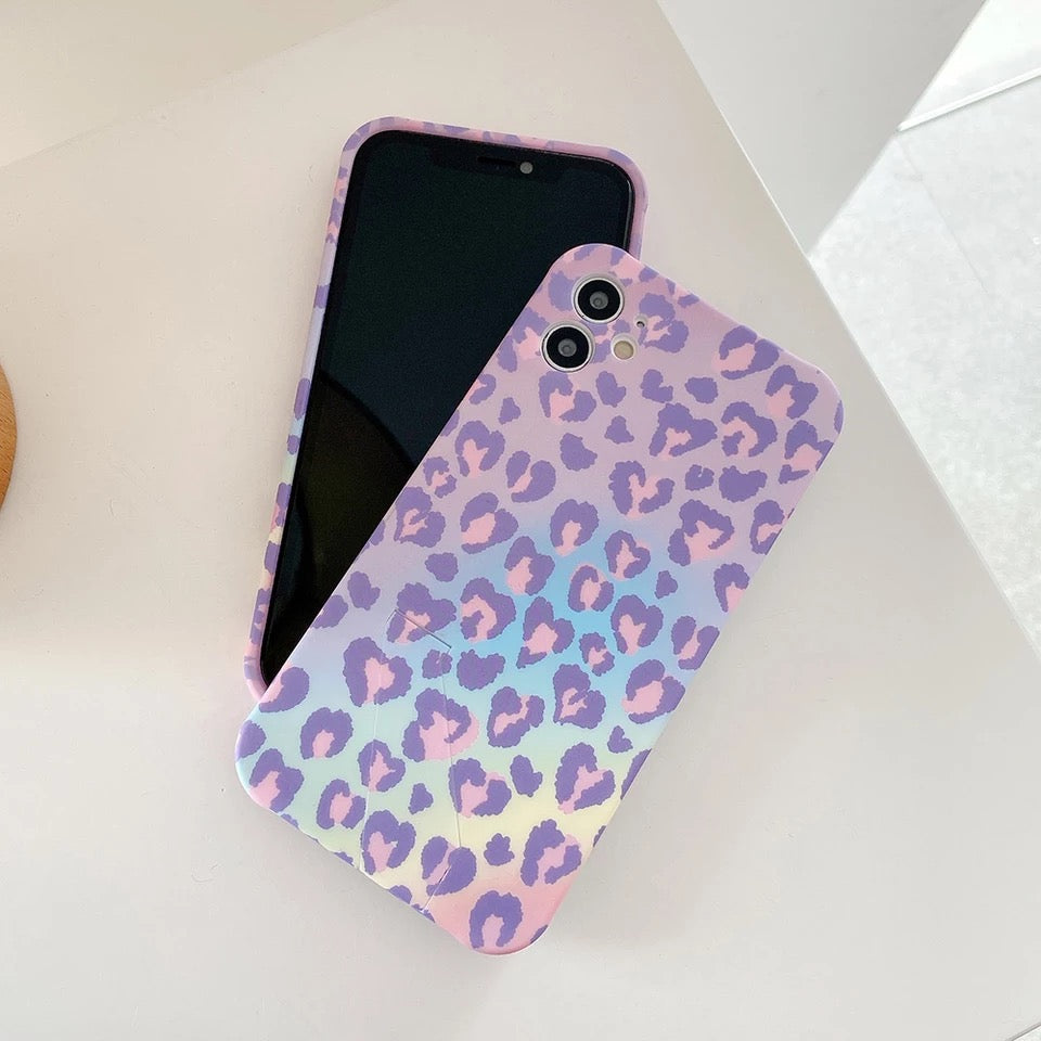 Luxury Pink Purple Leopard Stand Case