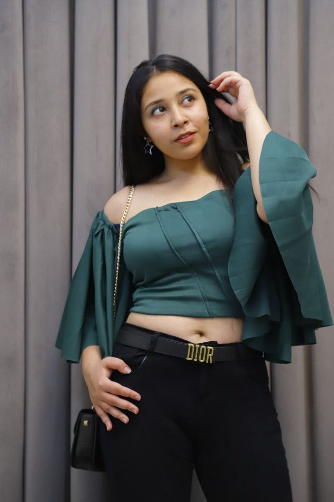 Green Believer Crop Boho Top