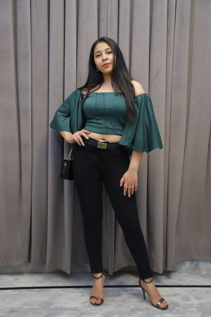 Green Believer Crop Boho Top