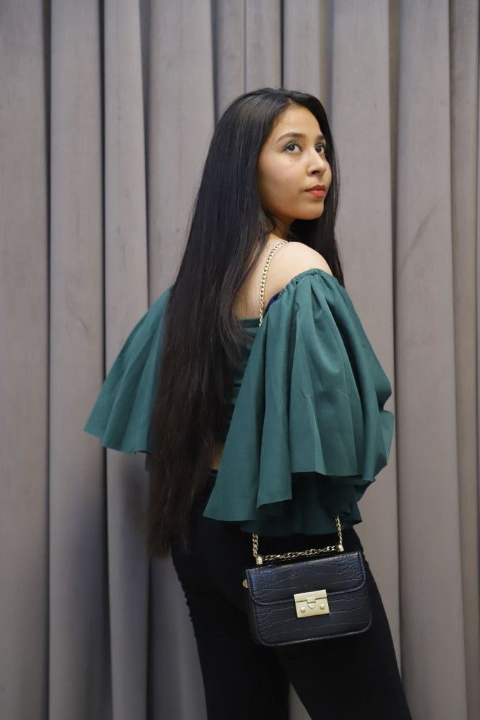 Green Believer Crop Boho Top