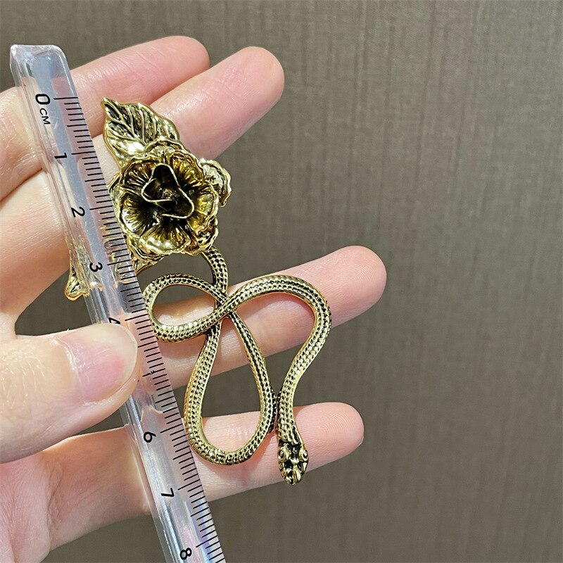 Snake And Rose Big Statement Earrings