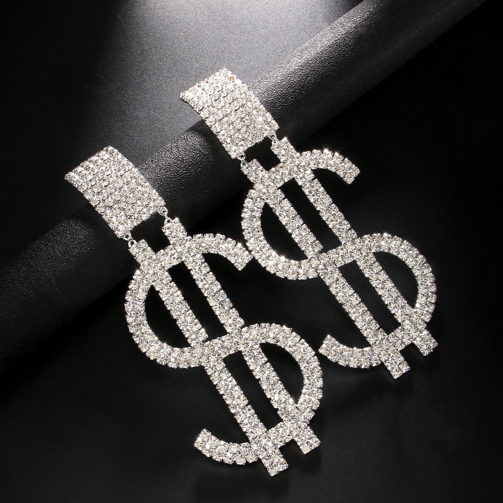 Rhinestone Super Dollar Statement Earrings