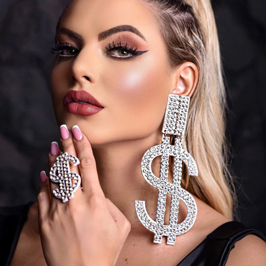 Rhinestone Super Dollar Statement Earrings