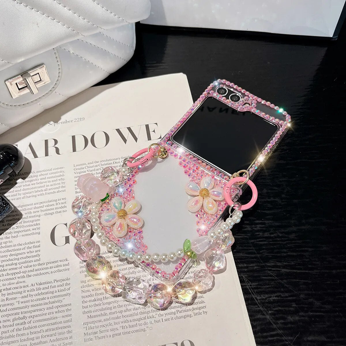 Premium Pearl Stone flip Case