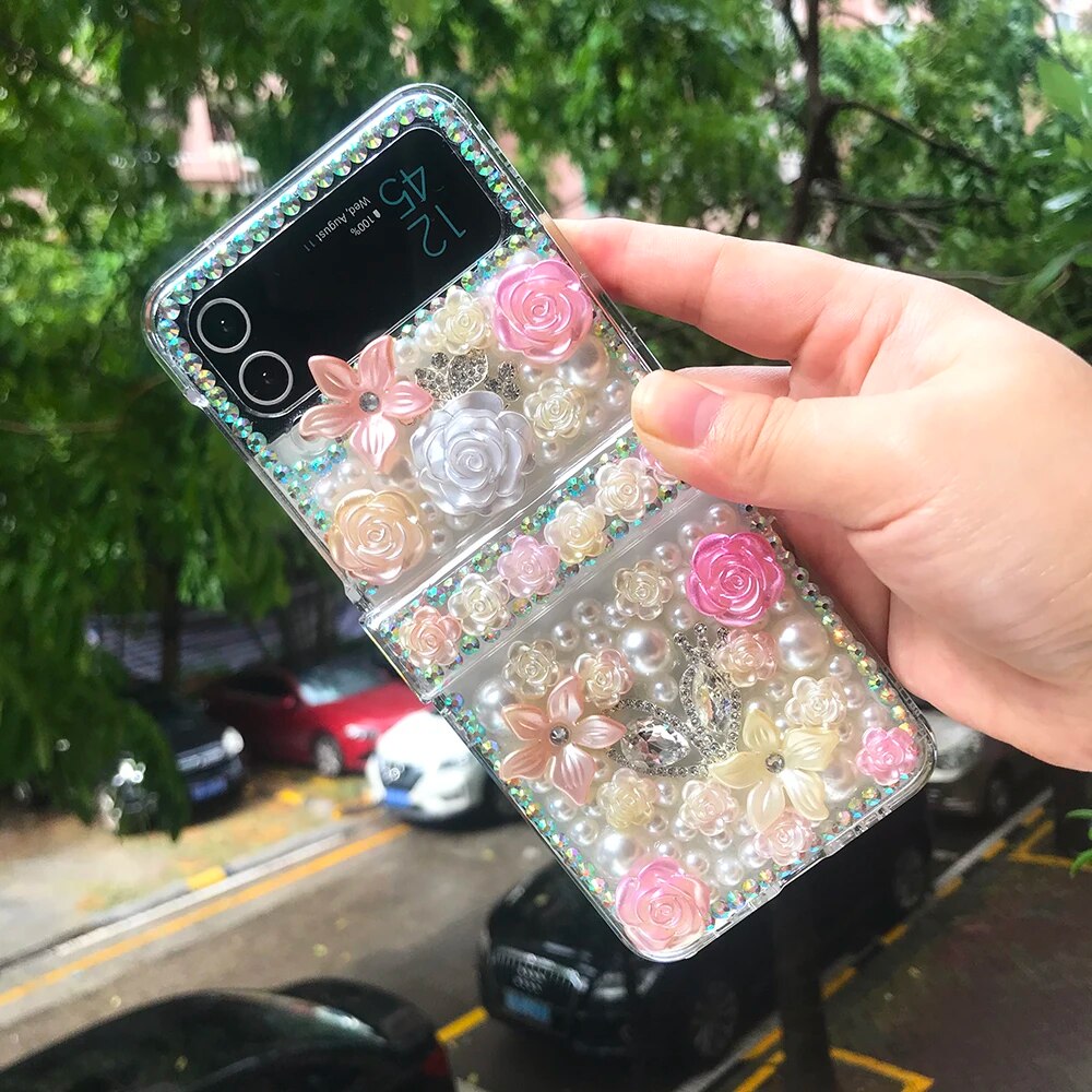 Premium Pearl Rose Z flip 5 Case