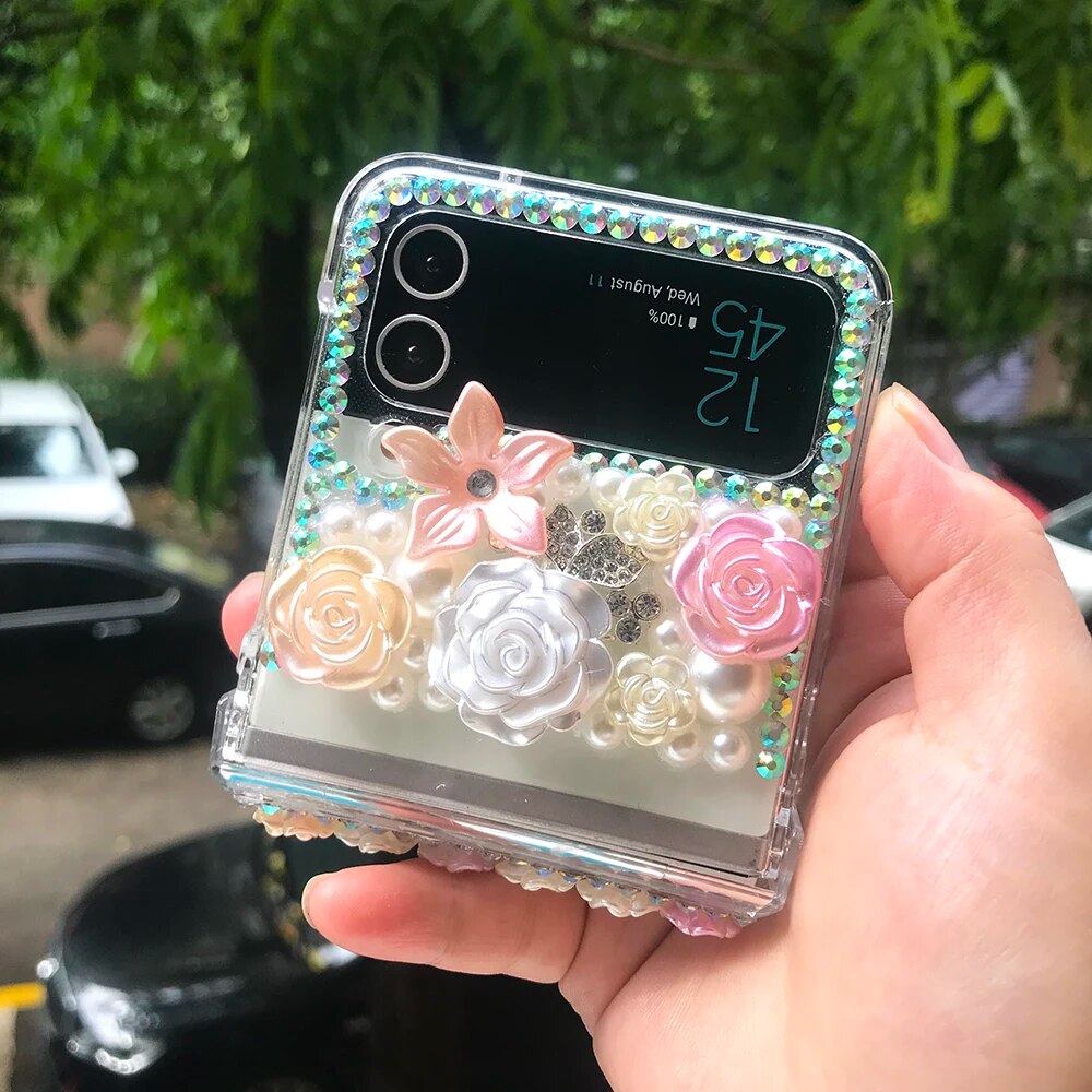 Premium Pearl Rose Z flip 5 Case
