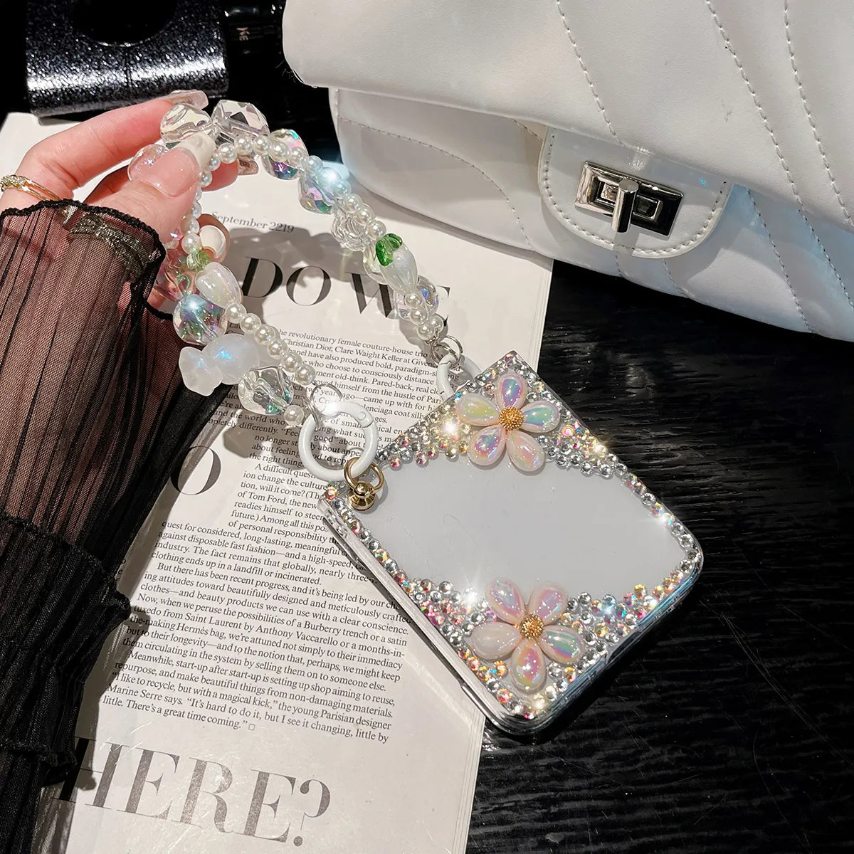 Premium Pearl Stone flip Case