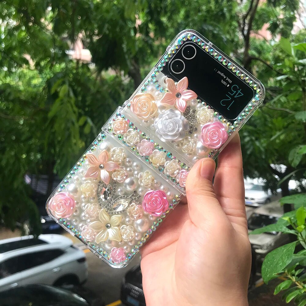 Premium Pearl Rose Z flip 5 Case