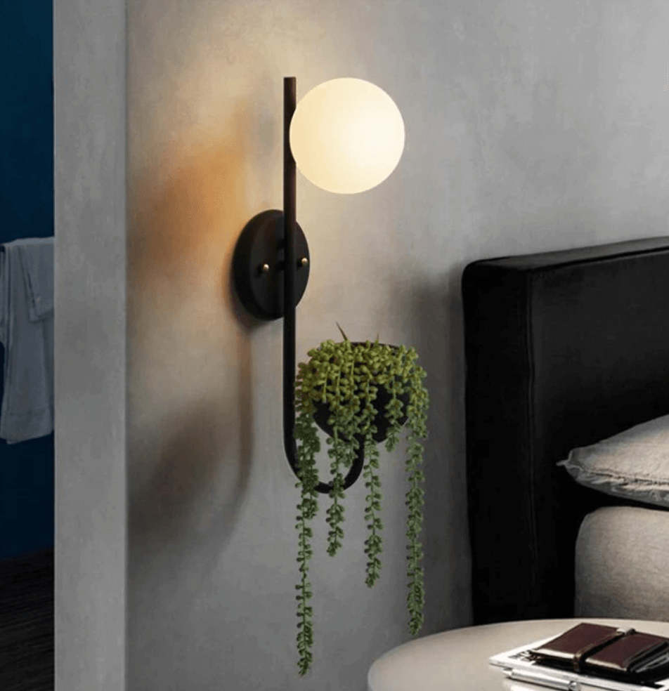 Round Wall Lamp & Planter