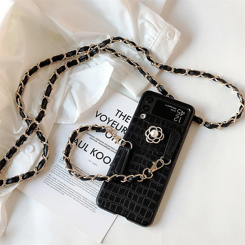 Black Leather Sling Samsung Case