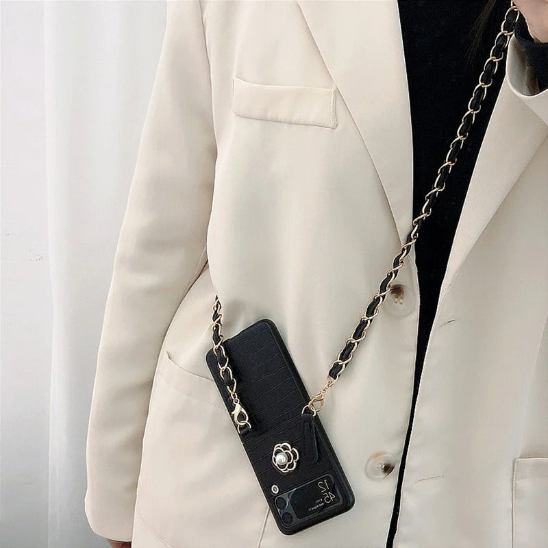 Black Leather Sling Samsung Case