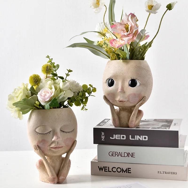 Sweet Blushing Girl Face Pot