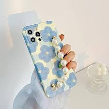 Luxury Blue Pearl Floral Chain Case