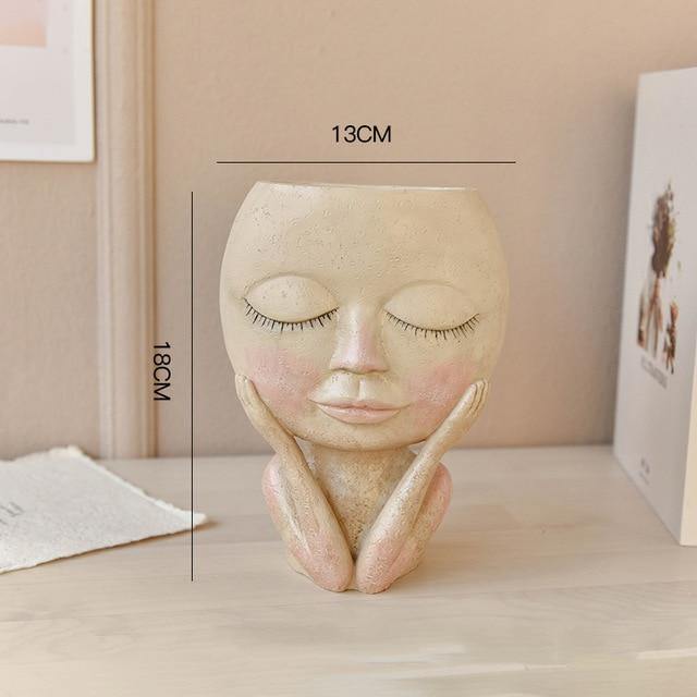 Sweet Blushing Girl Face Pot