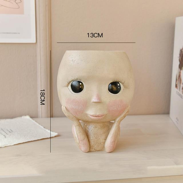 Sweet Blushing Girl Face Pot