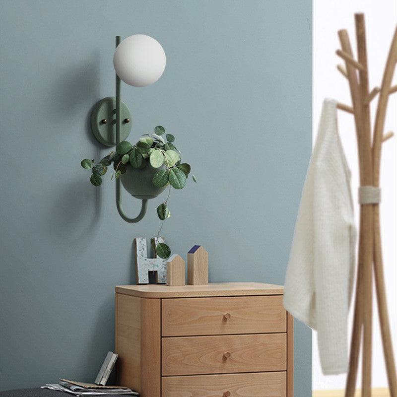 Round Wall Lamp & Planter
