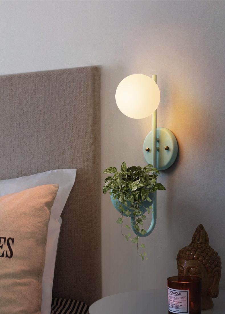 Round Wall Lamp & Planter